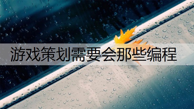 游戏策划需要会那些编程